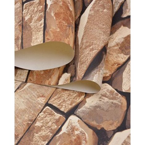 Trompe-l’œil-tapete, Antik-ziegelstein-optik, 9,5 M X 0,53 M, Art-déco-stein