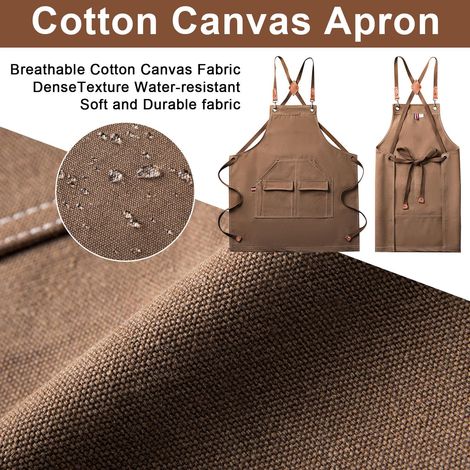 Unisex-schürze Aus Baumwoll-canvas, Kochschürze Mit Verstellbaren Trägern Und Taschen, Ideal Zum Kochen, Backen, Für Künstler Und Maler.