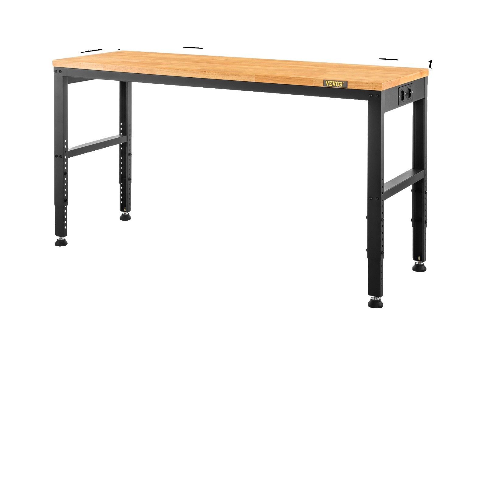 Robuste Werkbank, Höhenverstellbar, Langlebige Eichenholzplatte, 900 Kg Tragfähigkeit Für Büro Und Zuhause, 48x24in Ohne Rad