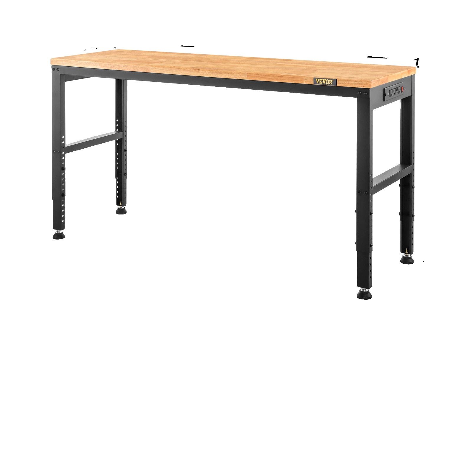Robuste Werkbank, Höhenverstellbar, Langlebige Eichenholzplatte, 900 Kg Tragfähigkeit Für Büro Und Zuhause, 61x20in Ohne Rad