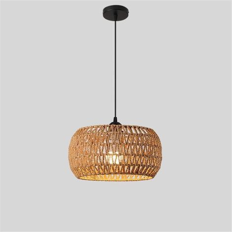 Vintage-lampe Aus Hanfseil Und Geflochtenem Rattan – Geeignet Für Wohnzimmer, Esszimmer, Küche Und Schlafzimmer – Braun