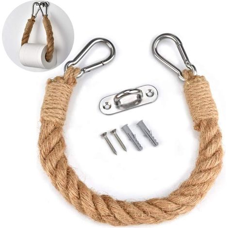 Wandmontierter Handtuchhalter Aus Hanfseil Ohne Perforation, Toilettenpapierhalter