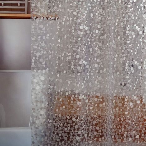 Wasserdichter Duschvorhang Mit 12 Haken – Braunes Kieselsteinmuster – 180 X 200 Cm