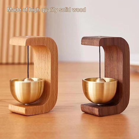 Zweiteilige Türklingel, Eingangsklingel, Magnetisch, Aus Holz Und Messing, Zur Wandmontage, Doppelseitiges Klebeband, Einfach Zu Installieren, Geeignet Für Privathaushalte Und Unternehmen.