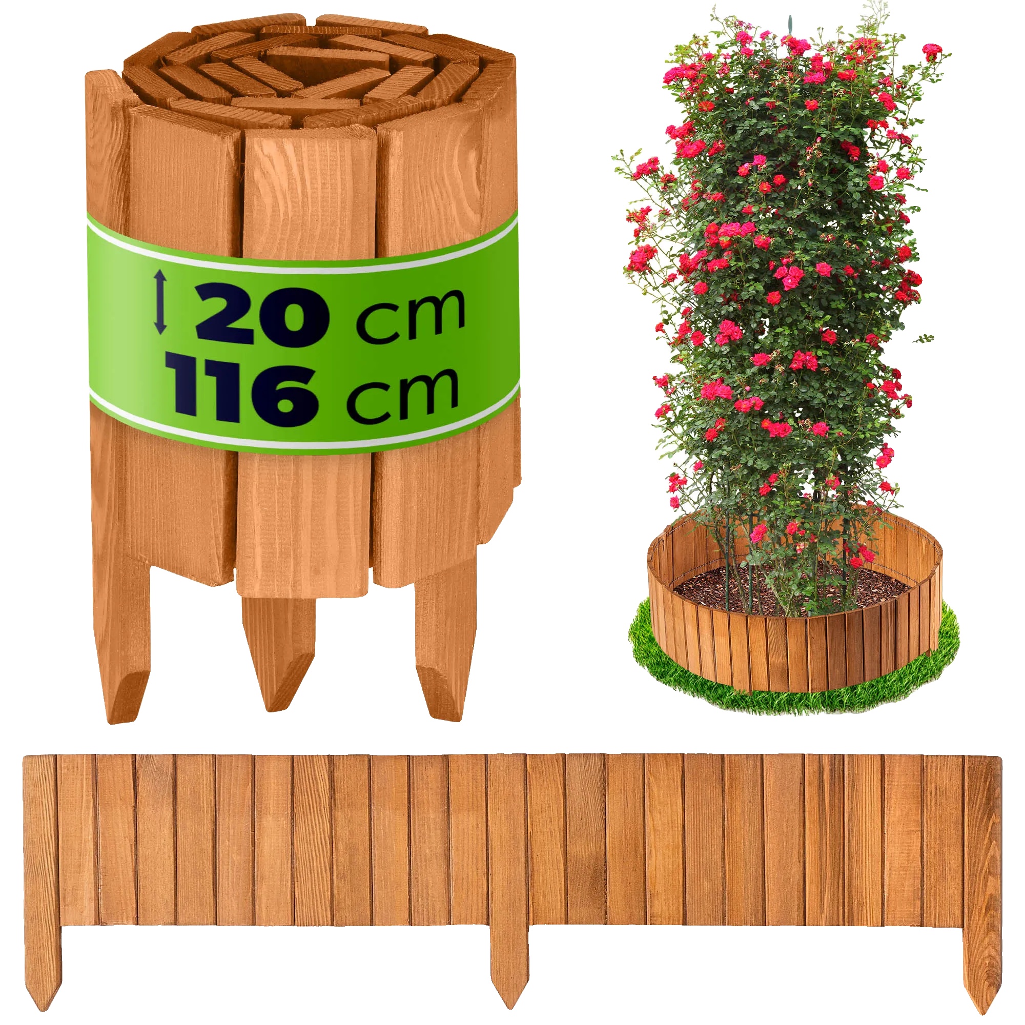 Gartenzaun, Langlebiges Holz, 20 Cm X 116 Cm, Verstellbare Kompatibilität, Wetterfest, Werkzeugfreie Montage