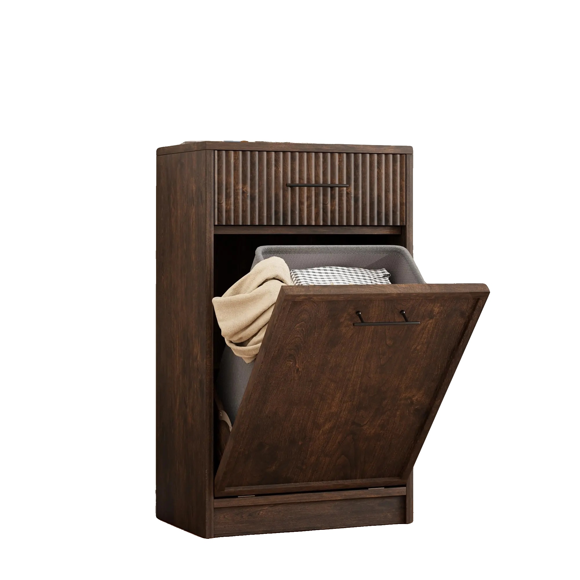 Müllschrank, Kipp-design, Zusätzlicher Stauraum-schublade, Walnuss