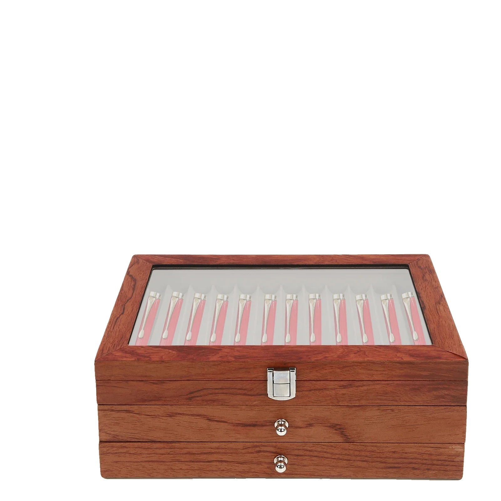 Stiftanzeigeetui, 34 Fächer Aufbewahrung, Elegantes Design, Braun