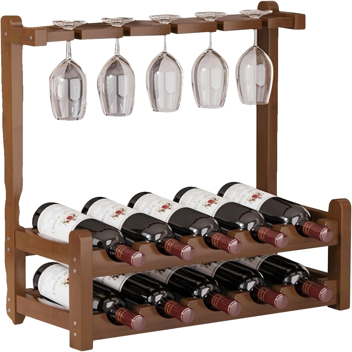 Holz-weinregal, 10 Flaschen Kapazität, Stilvolles Und Langlebiges Design, Holz-weinregal