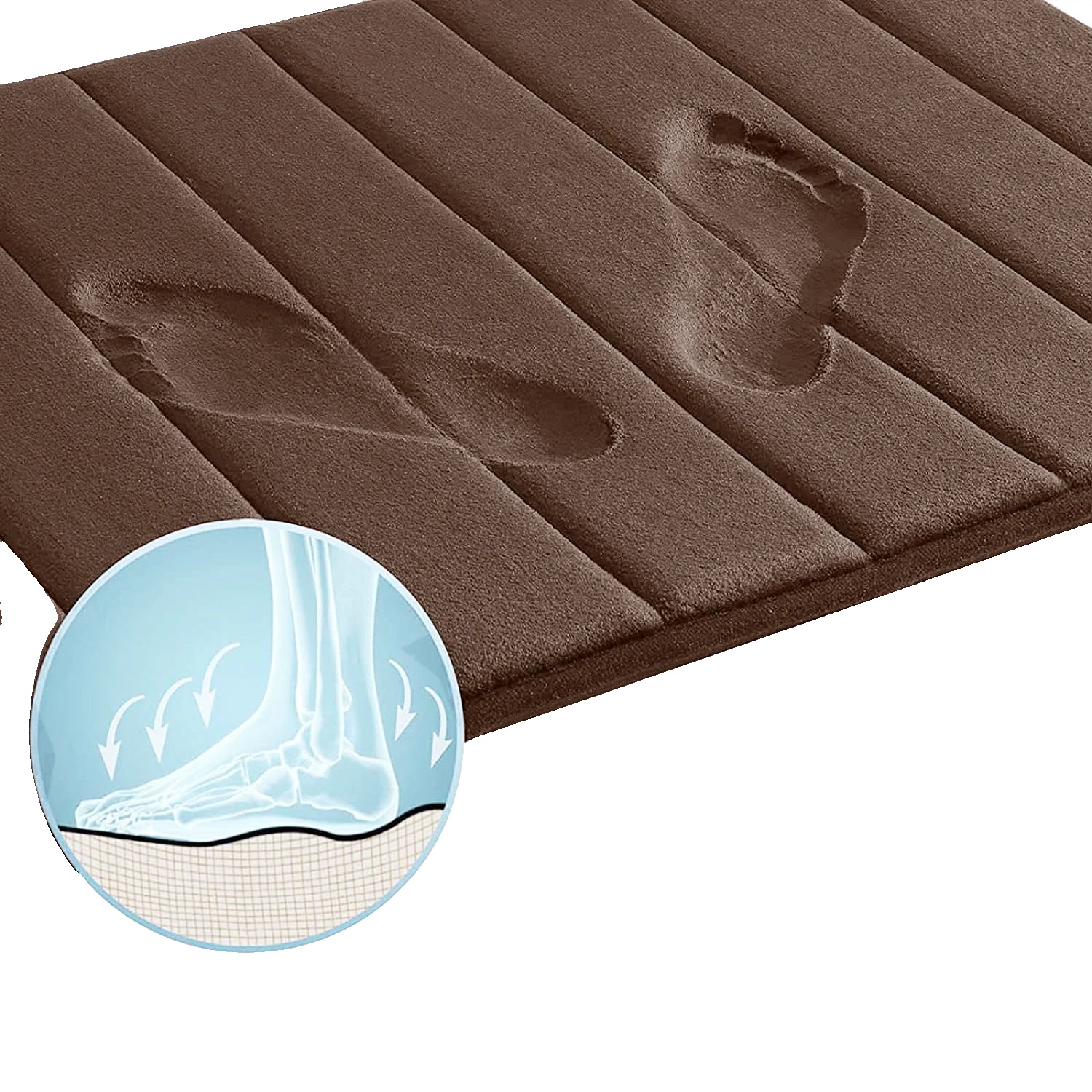 Badematte, Saugfähiger Memory-schaum, Rutschfestes Design, A Und B Und C-a, Braun