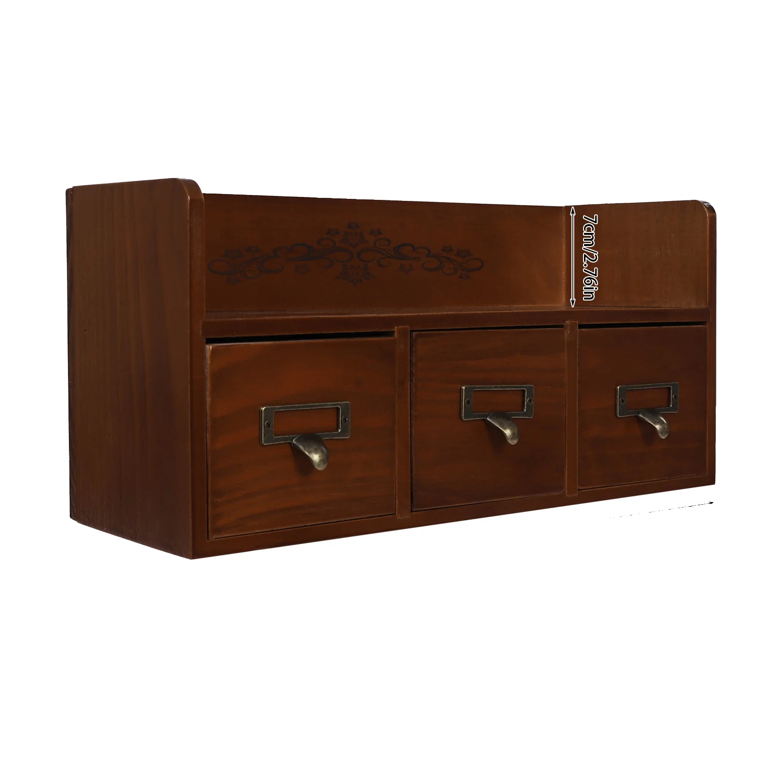 Schreibtischorganizer, 3 Schubladen, Stauraum Im Oberen Fach, Braun