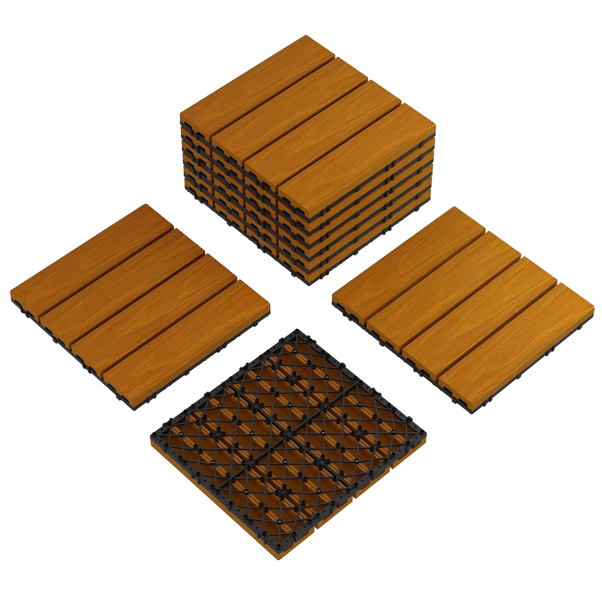 Holzfliesen, Wetterbeständig, Leicht Zu Reinigen, Braun-9pc