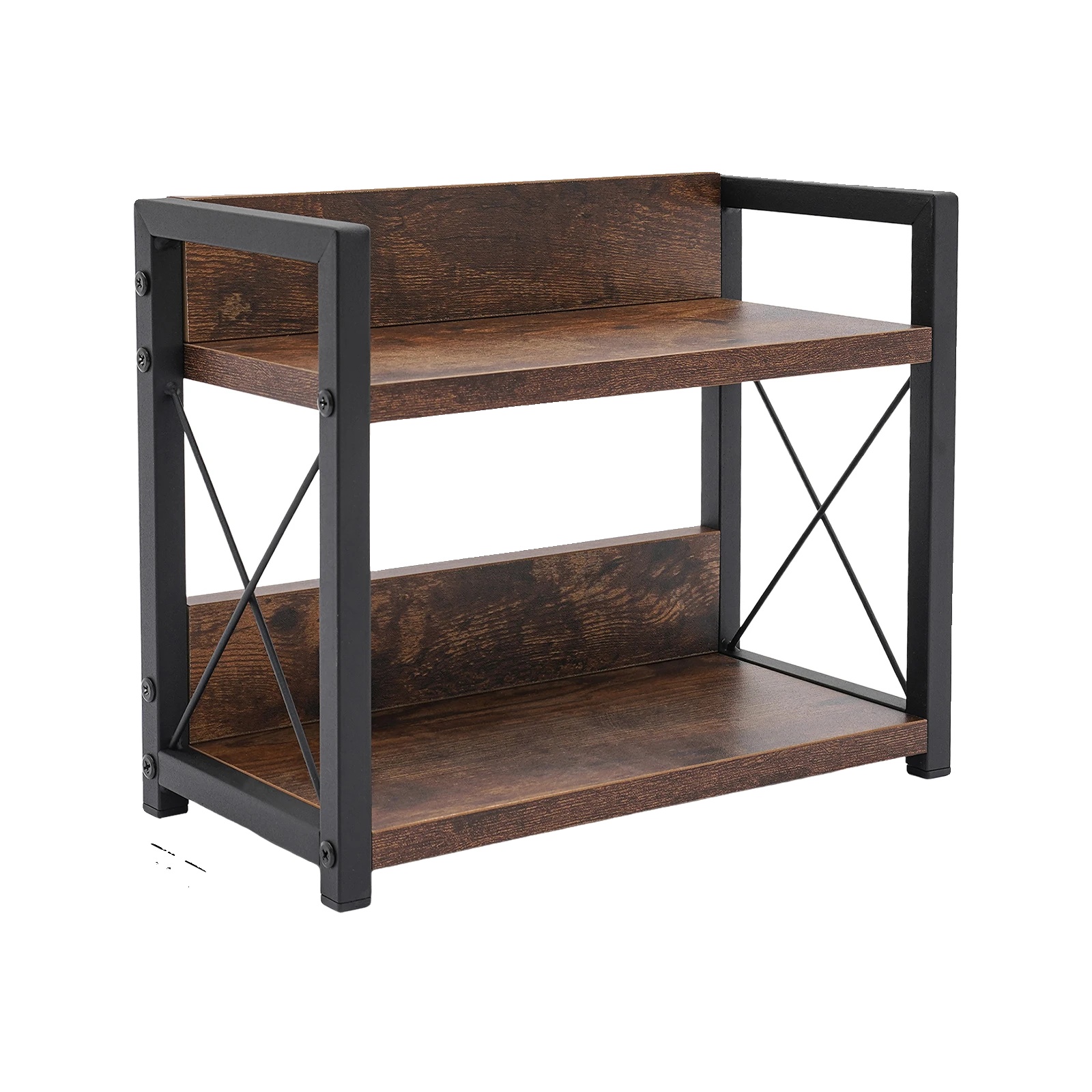 Küchenlagerregal, 2-stufiges Design, Langlebige Mdf- Und Eisenkonstruktion, Braun, 2-stufig
