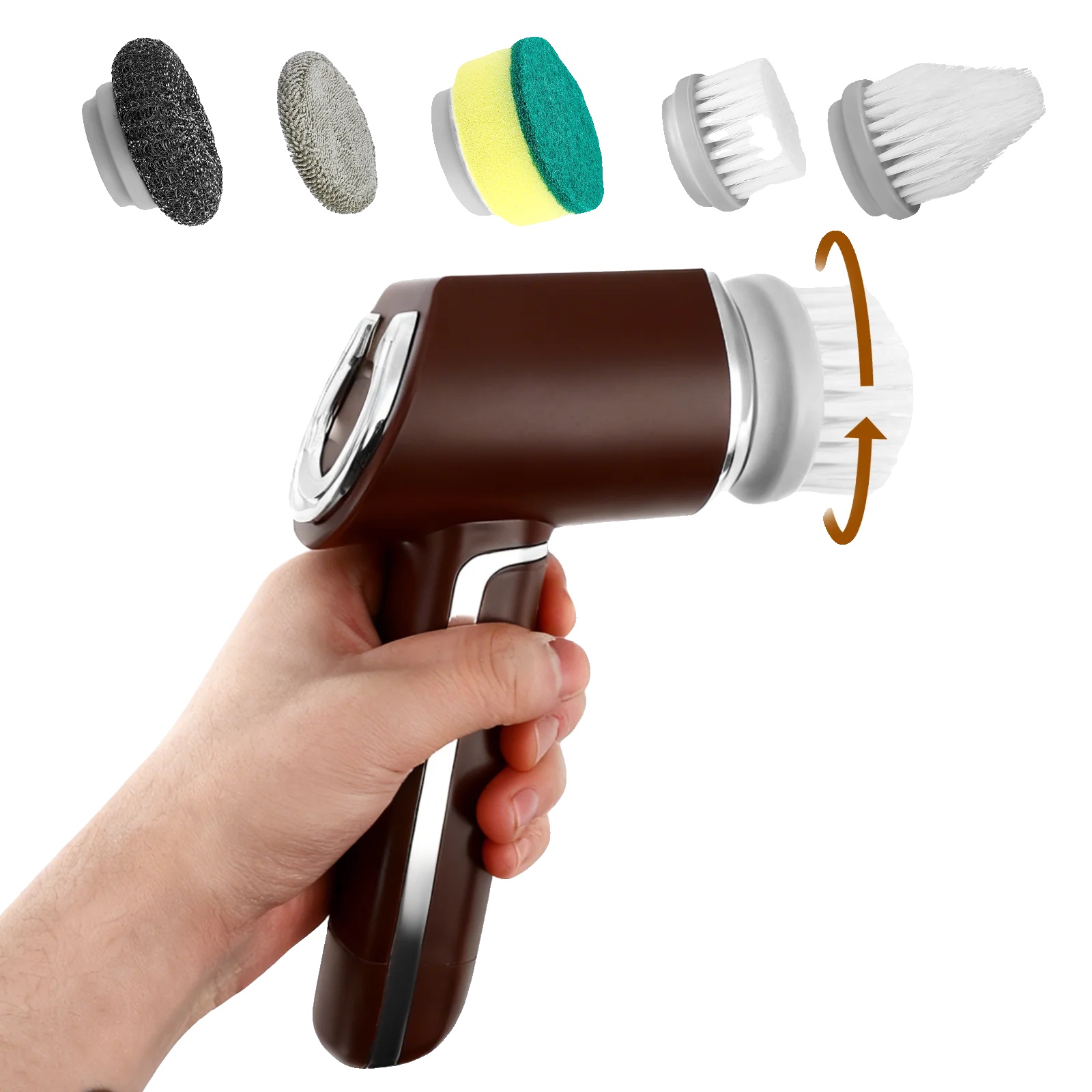 Power Scrubber, 2000 Mah Akku, Wasserdichtes Design, 5-in-1 Bürstenkopf-set, Vielseitige Reinigungs-kompatibilität, Effiziente Rotations-technologie