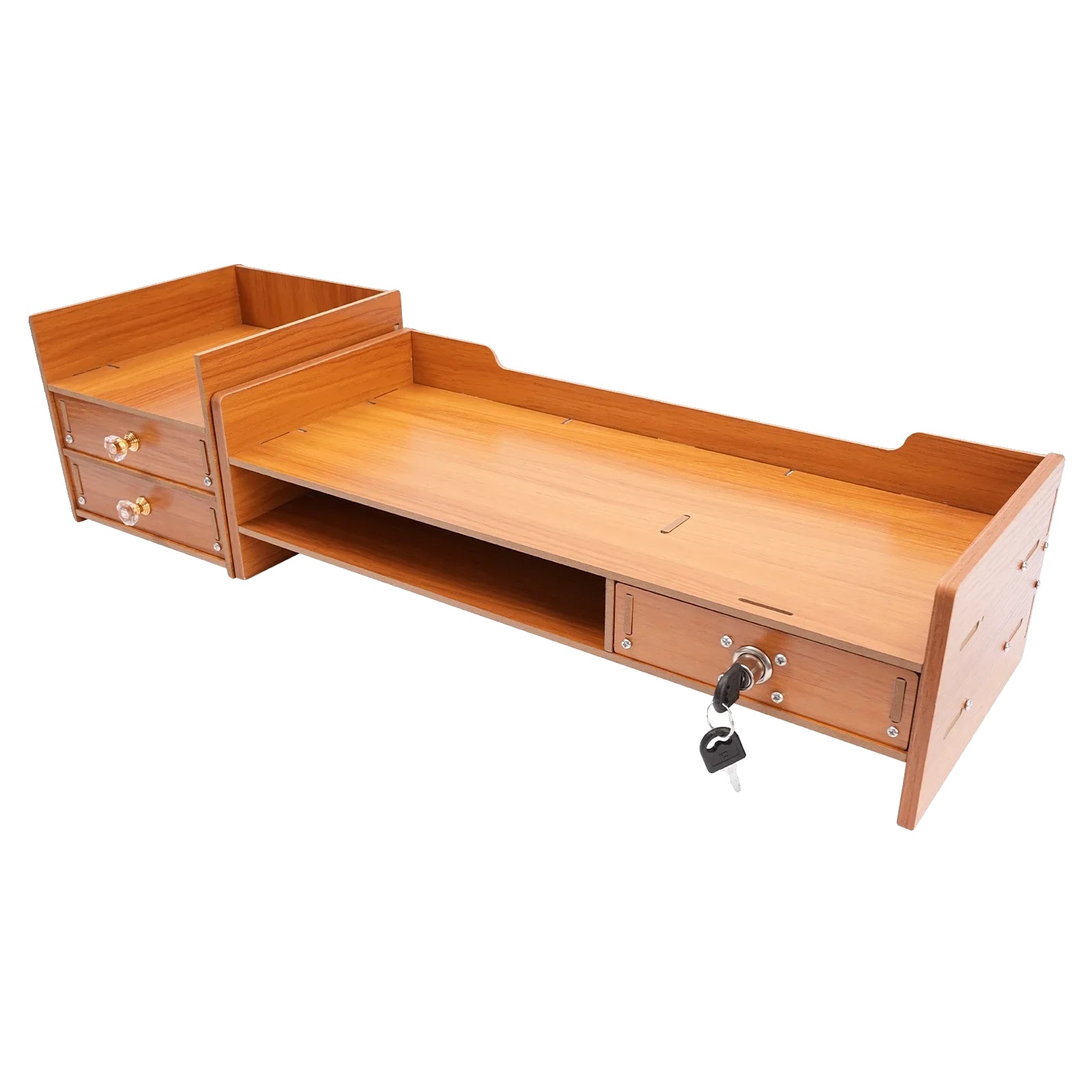 Monitorständer, Holzaufbewahrungsboxen, Ergonomischer Schreibtischorganizer, Braun