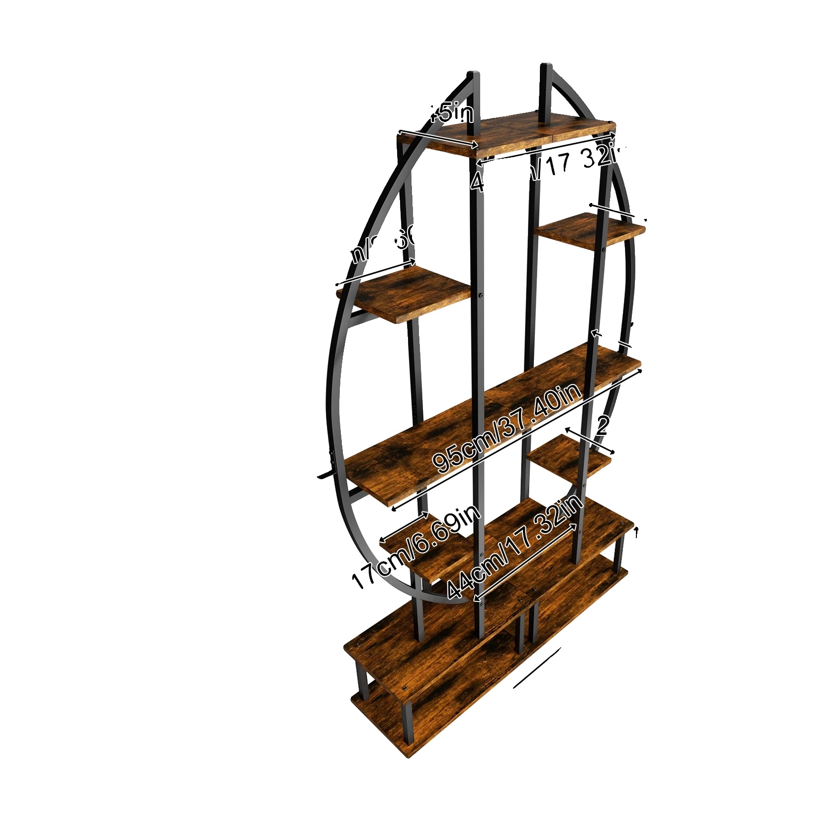 Pflanzenständer, 7-stufiges Design, Stilvolle Halbmondform, Mit Lichtern