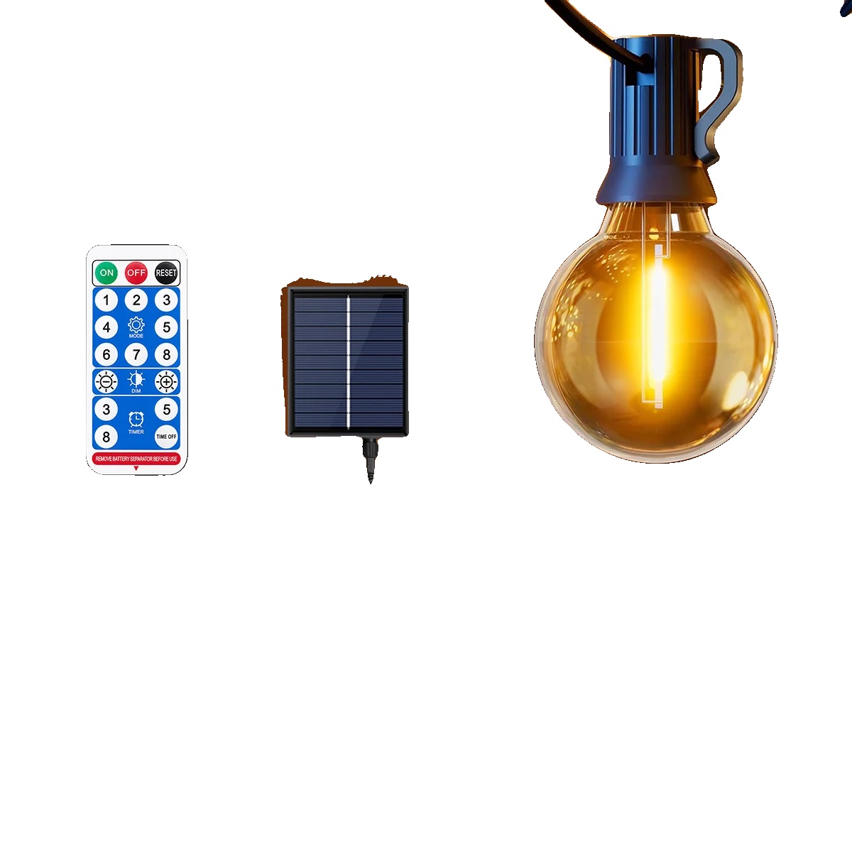 Außenlichterketten, 8 Beleuchtungsmodi, Fernbedienung, 15.5m 40lampen, Kein Stecker-b