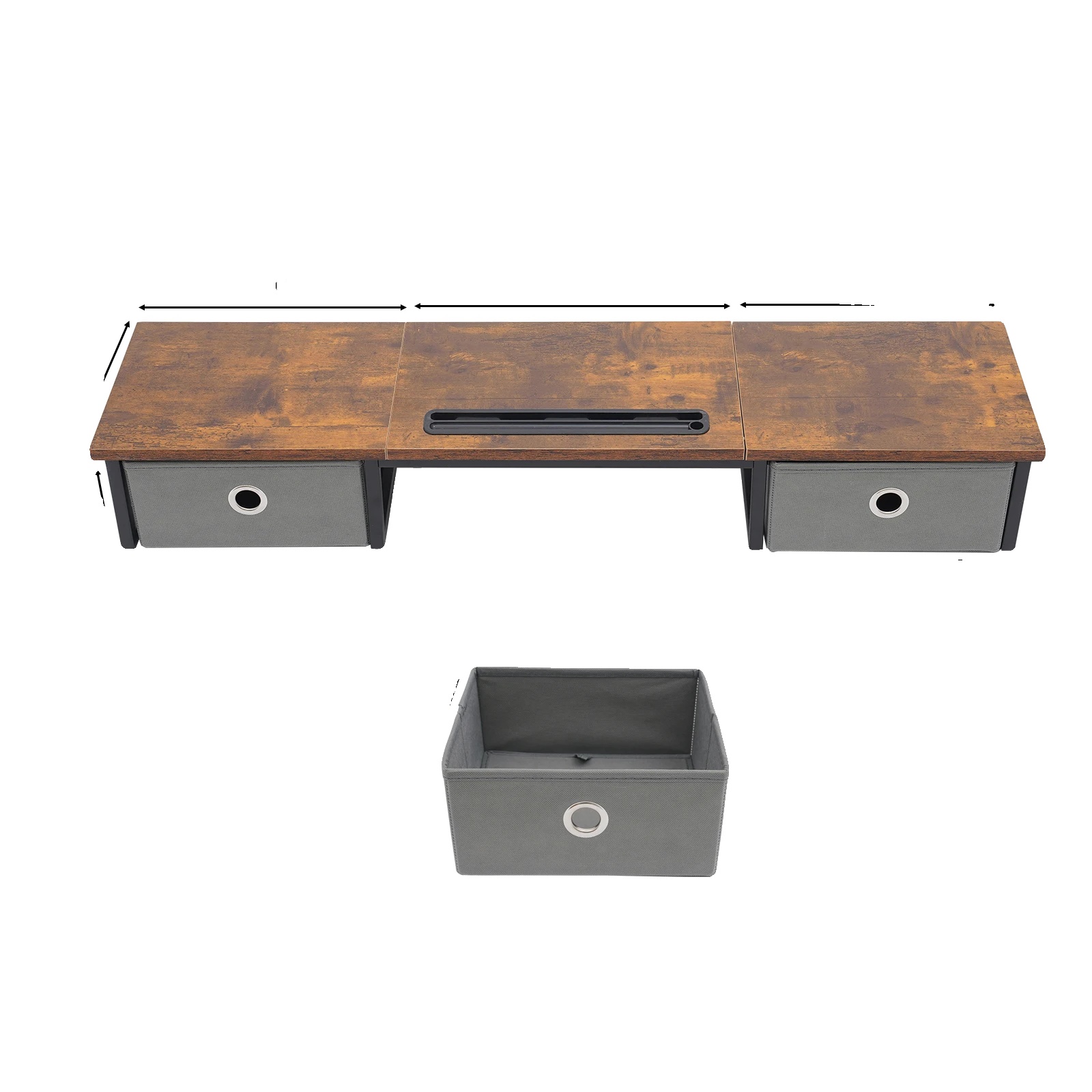 Monitorständer, Ergonomisches Design, Duale Aufbewahrungsfächer, Braun