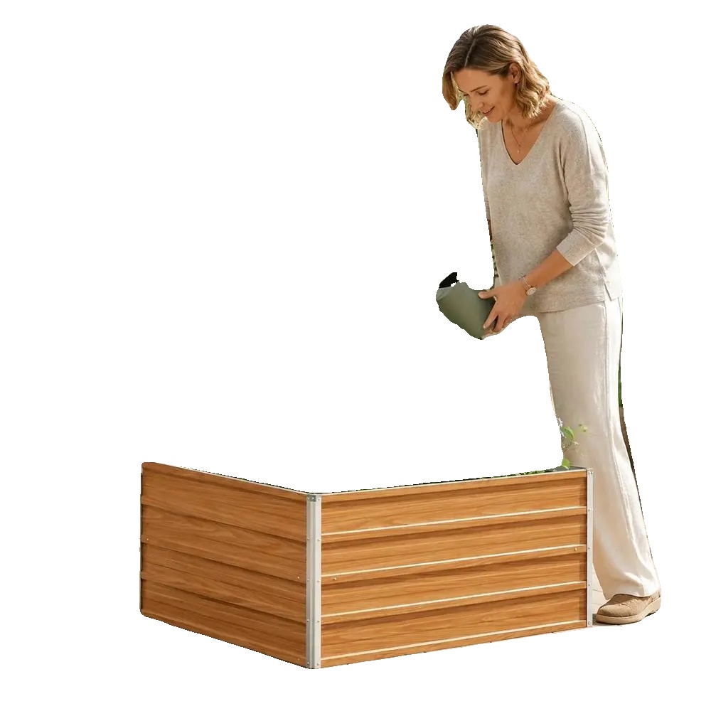 Hochbeet, Verzinkter Stahl, Offenes Bodendesign, Marron