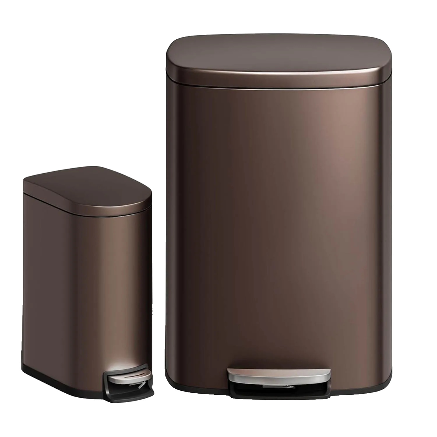Mülltonnen-combo-set, Rostfreies Design, Berührungslose Bedienung, Braun
