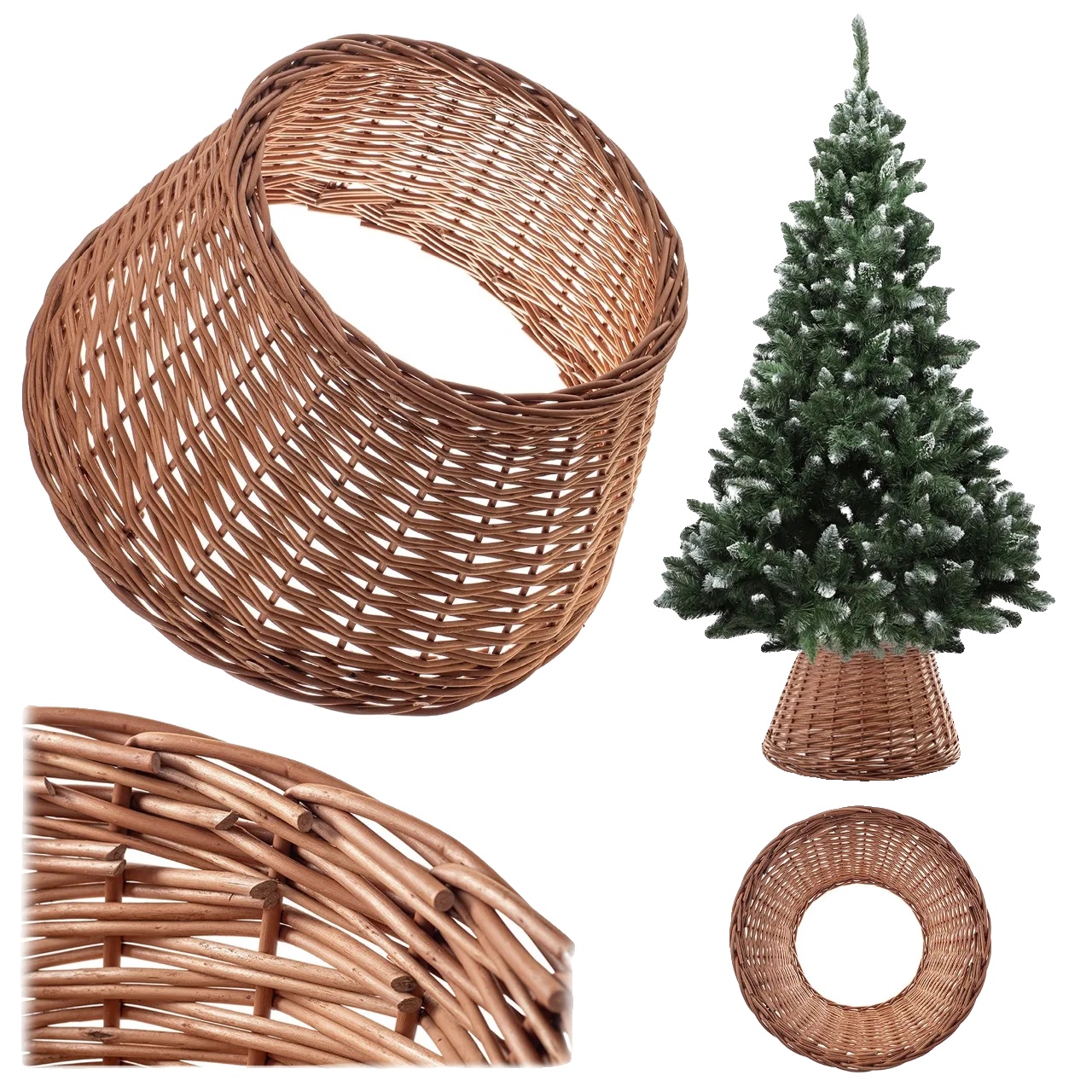 Weiden Weihnachtsbaumständerabdeckung, 55 Cm Durchmesser, Natürliche Braune Farbe, Leichtes Design, Langlebige Konstruktion, Vielseitige Verwendung
