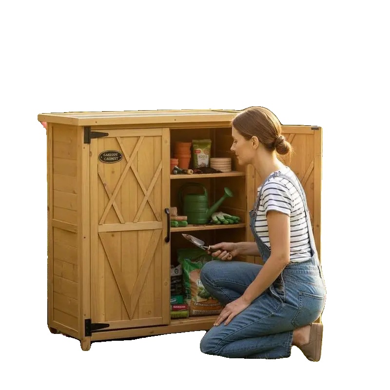 Garten-schrank, 3 Regale, Wasserdichtes Verzinktes Blechdach, T1003-01-11065