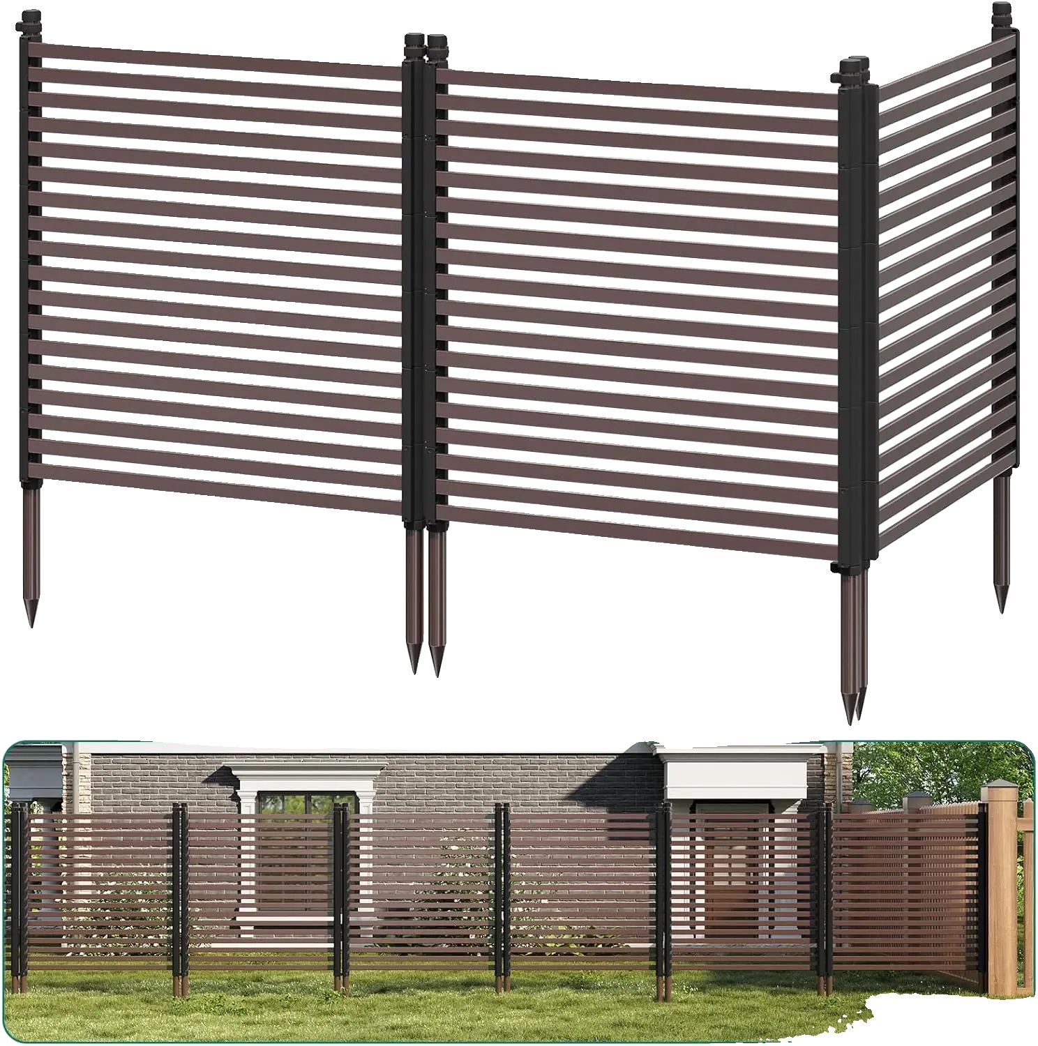 Sichtschutzzaunpaneele, Einfache Installation, Wetterbeständig, Braun