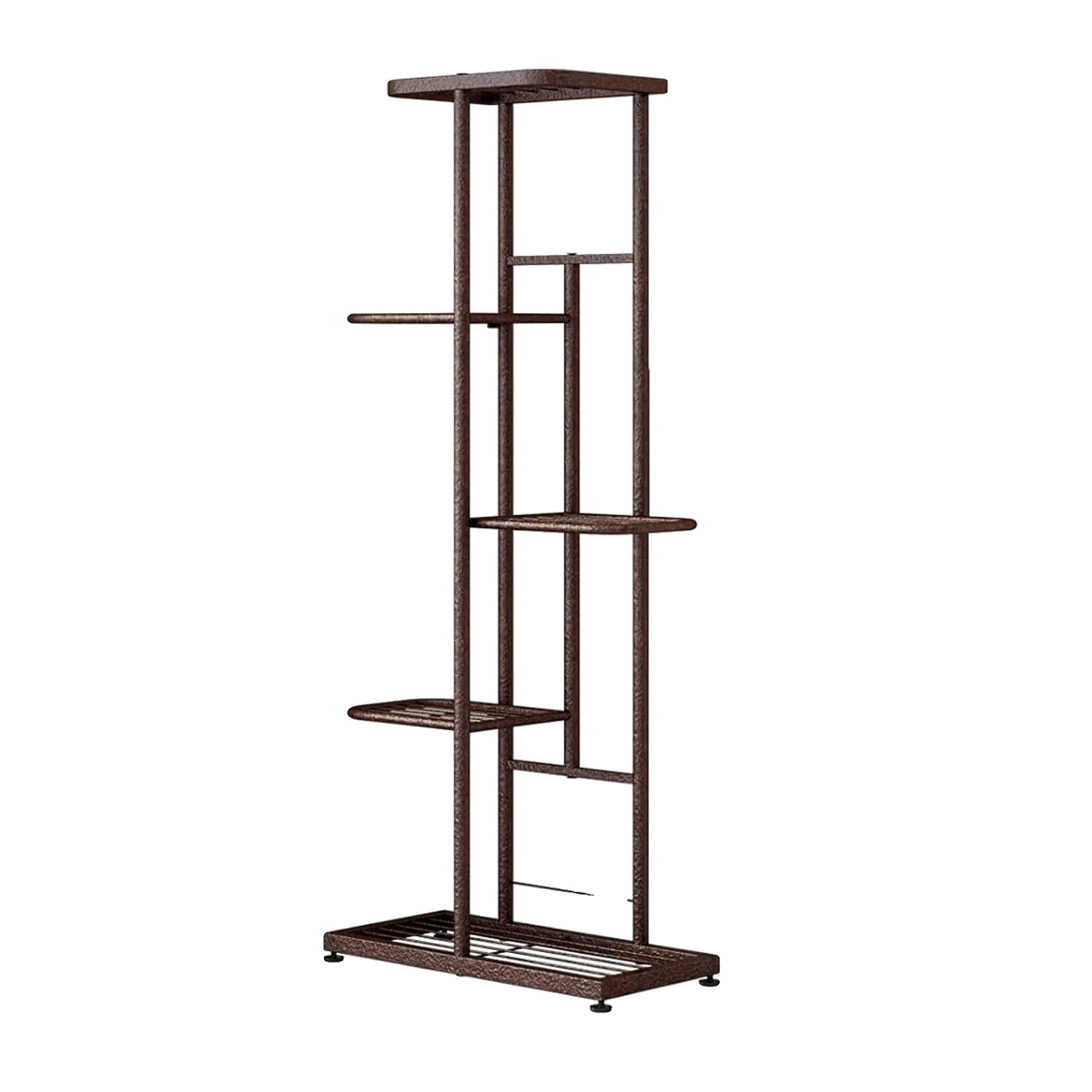 Pflanzenregal, 5-stöckiges Design, Rostbeständiger Metallrahmen, Braun