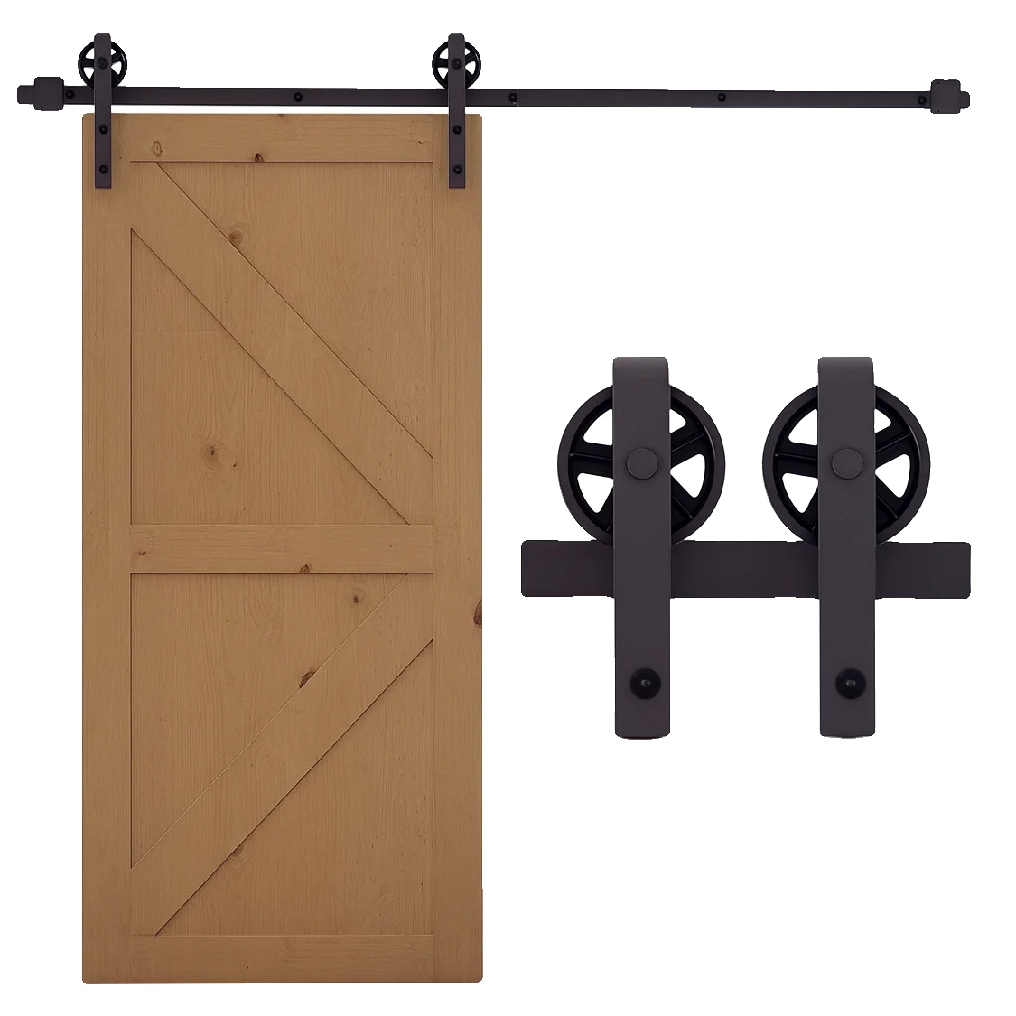 Schiebetürbeschlagset Für Holzschiebetüren, 100 Kg Tragfähigkeit, Schwarz