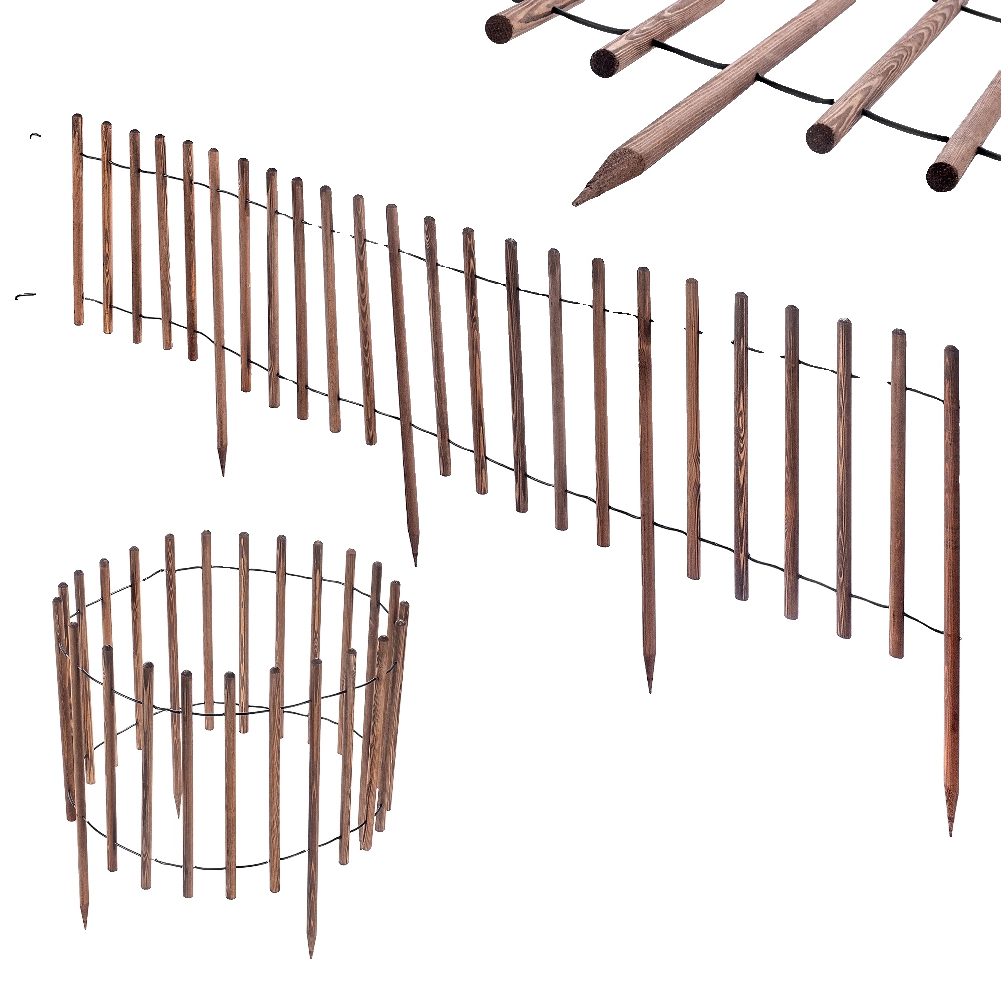 Gartenzaun, Langlebige Holzkonstruktion, Rustikale Ästhetik, Braun