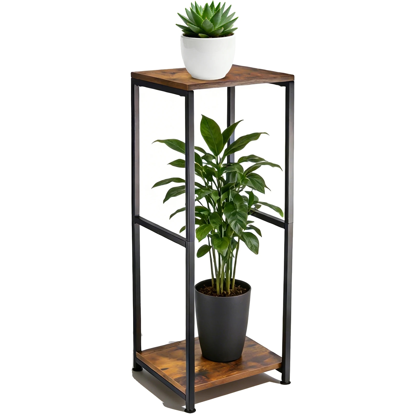 Pflanzenständer, Metallkonstruktion, Mehrstufiges Design, Braun, 81x29.5cm