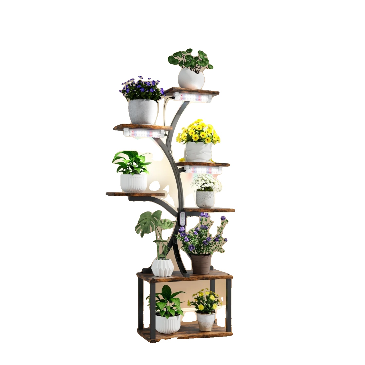 Pflanzenständer, 7 Ebenen, Vielseitiges Design, Mit Lichtern