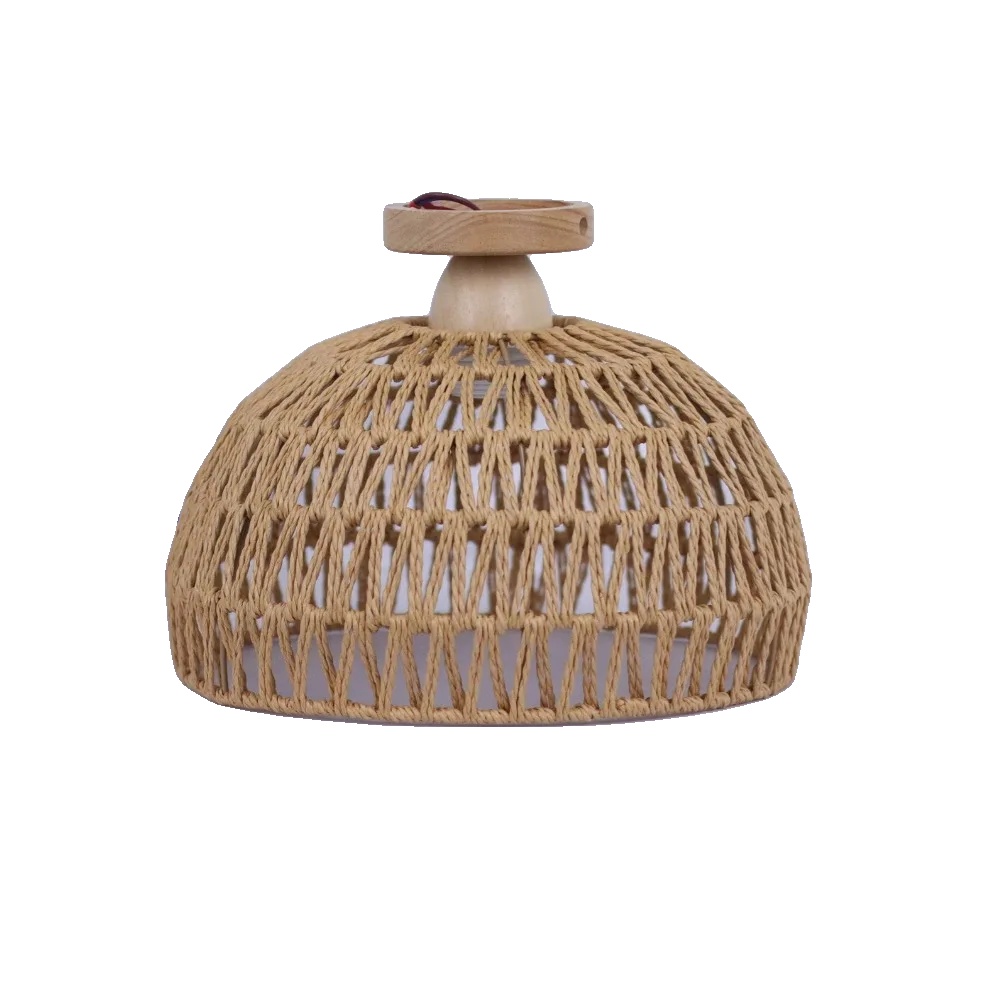 Deckenleuchte, Handgewebtes Rattan, Dimmbare Funktion, Braun, Keine Glühbirne