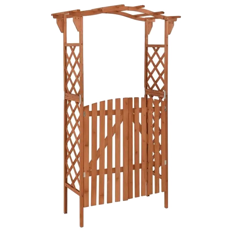 Pergola, Massiv-fichtenholz, Unterstützung Für Kletterpflanzen, Braun