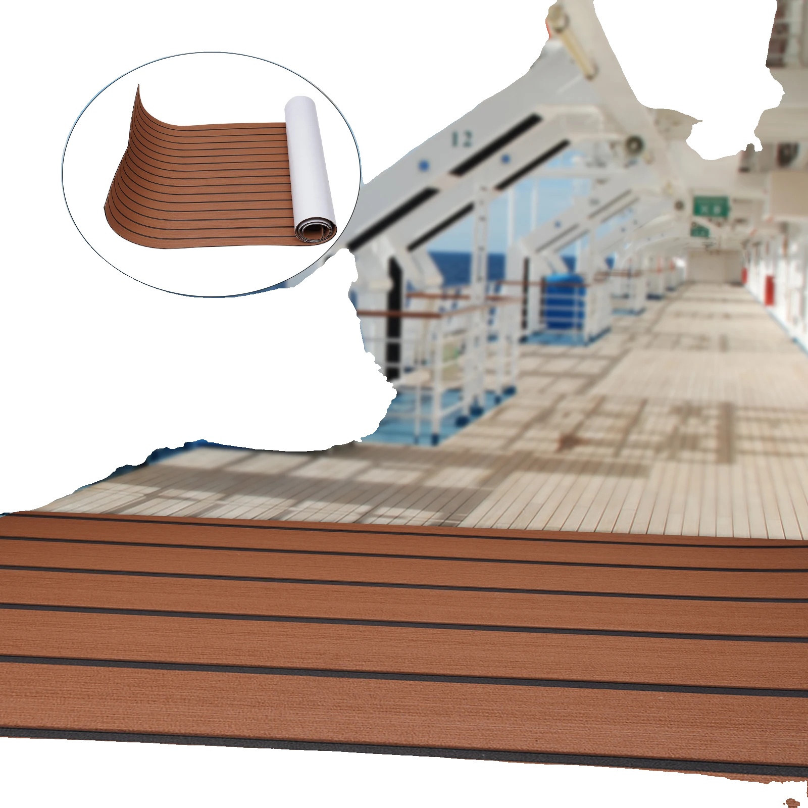 Marine Bodenmatte, Rutschfestes Design, Wasserdichtes Eva-schaum, Braun