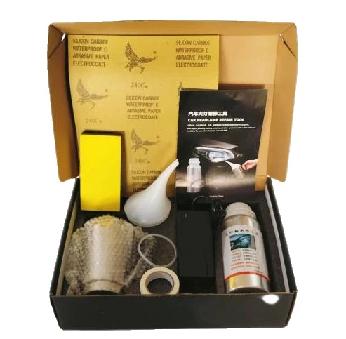 Scheinwerfer-restaurierungsset, 800ml Flüssigkeit, Komplettes Werkzeugset, Papierbox-kit