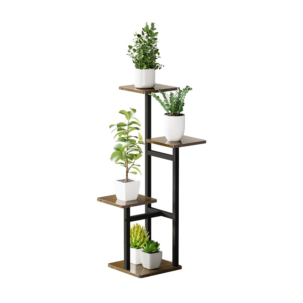 Pflanzenregal, 4-stöckiges Design, Innenausstellung, 4- Fuß Walnuss