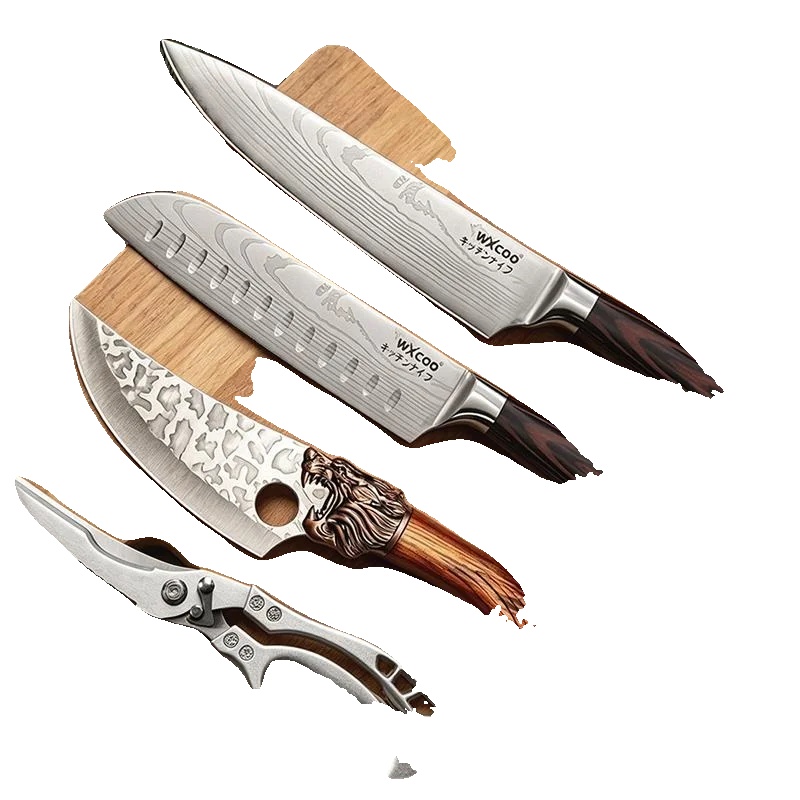 Kochmesser Set, Edelstahl, Ergonomische Griffe, 4pcs