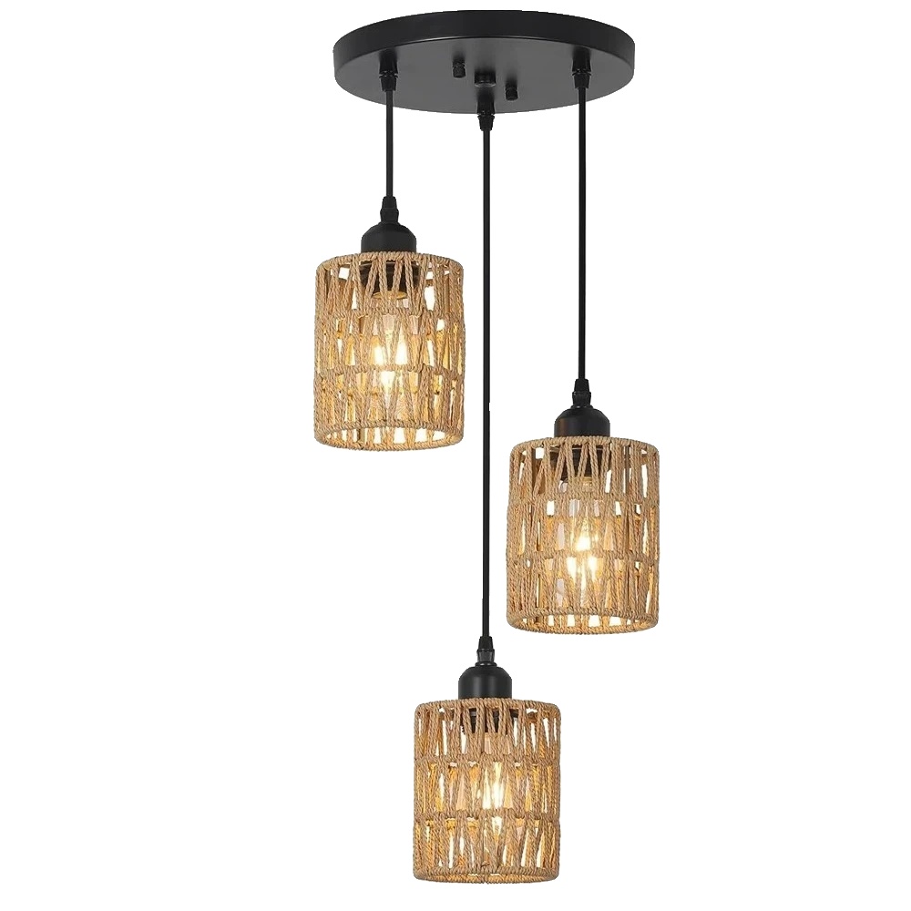 Deckenleuchte, Rattan-design, Einfache Installation, Pendelleuchte, Keine Glühbirne