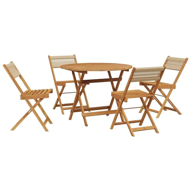 5-tlg. Garten-essgruppe Polypropylen Und Massivholz Beige Vidaxl