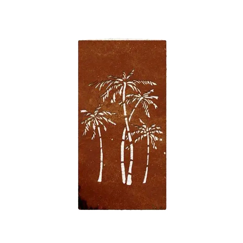 Gartenwanddekoration, Cortenstahl, Palmendesign, Braun