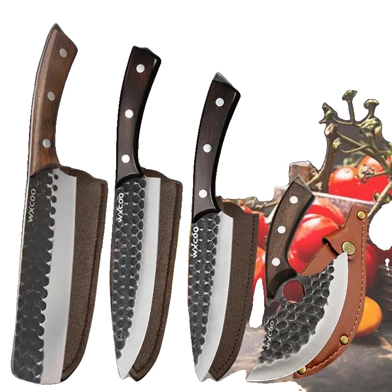Küchenmesser Set, Handgefertigte Geschmiedete Klingen, Ergonomischer Griff, 4pcs