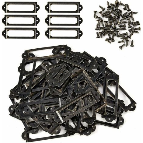 50 Stück Etikettenhalter Für Bücherregale, Schubladen Und Schränke, Griffe Und Namensschilder Mit Schrauben, 60 X 17 Mm, Antikbronze, Von Debuns