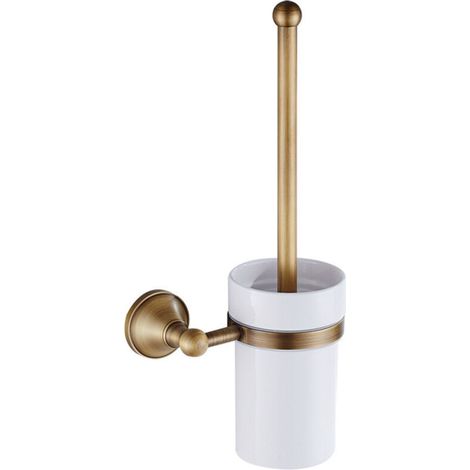Antiker Toilettenbürstenhalter Aus Bronze, Luxuriöse Europäische Badezimmeraccessoires Aus Messing Zur Wandmontage