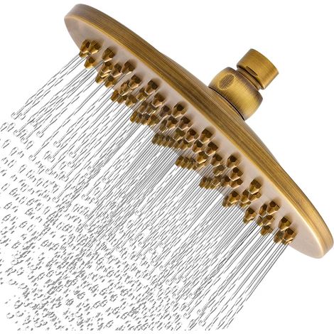 Antiker Runder Duschkopf Aus Gebürstetem Messing, 20 Cm Regenduschkopf Mit Filter, Ideal Für Badezimmerduschen, G1/2 Kugelgelenk, Vintage-bronze-stil