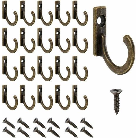 Lablanc – Set Mit 20 Vintage-bronze-wandhaken Inklusive Schrauben – Kleine Schraubhaken Für Kleiderschränke – Für Schüsseln, Schmuck, Handtücher, Badezimmer, Küche, Wäsche