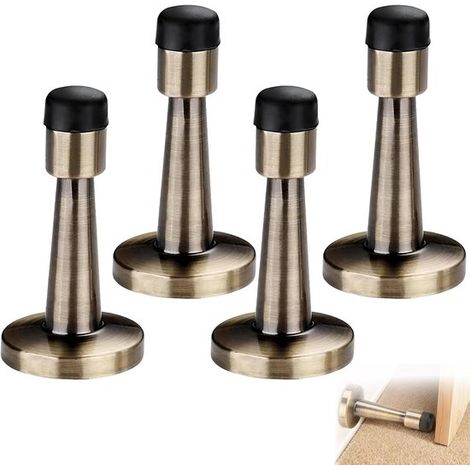 Rewytaz - 4er-set Türstopper - Türstopper Aus Antikem Messing Und Zinklegierung - Wandstopper Mit Gummispitzen - Schützen Sie Wände Und Fußleisten In Wohnungen, Hotels Und Hotels