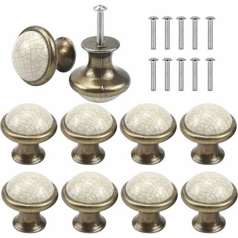 Set Mit 10 Keramik-schubladengriffen, 33 Mm, Rund, Im Vintage-stil, Für Küchenschränke Und Kinderzimmer, Von Debuns