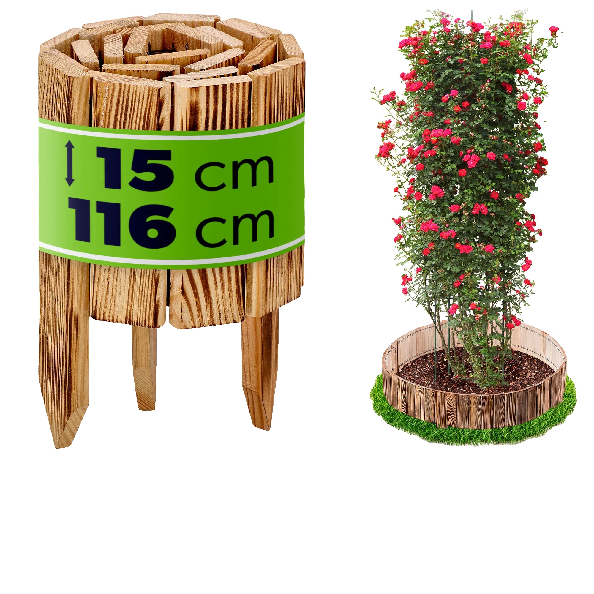 Gartenzaunrand, Holz, 15 X 116 Cm, Flexibles Design, Einfache Montage, Langlebiges Material