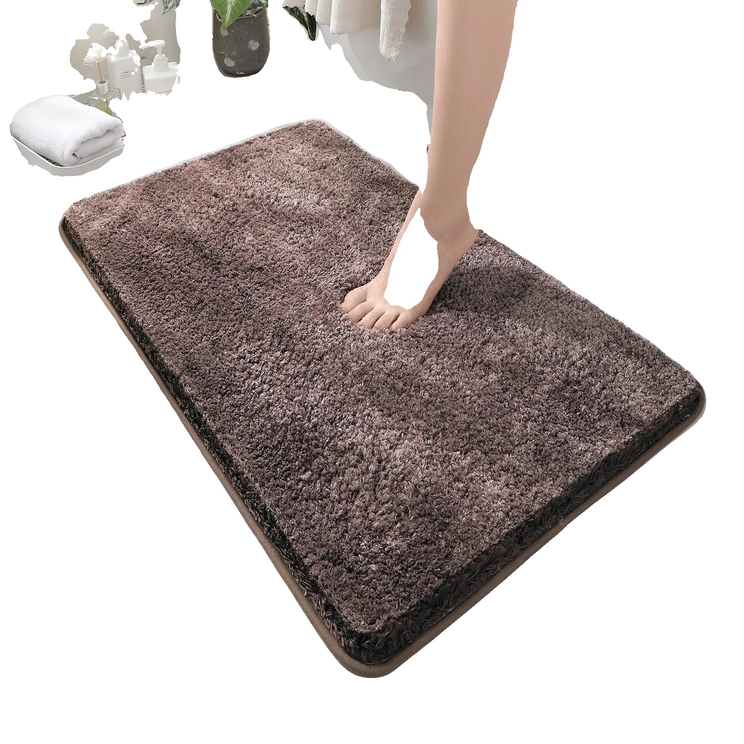 Badematte, Rutschfest, Umweltfreundlich, 50x80cm 1pc-a, Dunkelkaffee-3cm Dick