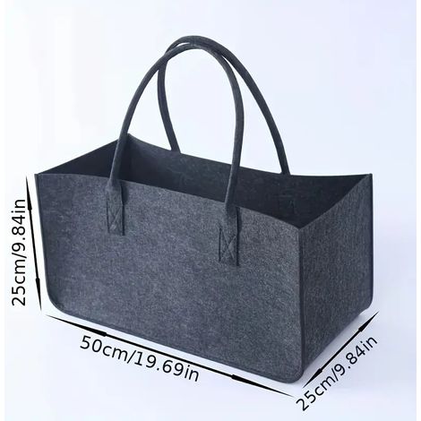 Große, Multifunktionale Einkaufstasche – Extra Großer, Faltbarer Einkaufskorb – Tragetasche – Aufbewahrungstasche, Dunkelgrau – 50 X 25 X 25 Cm
